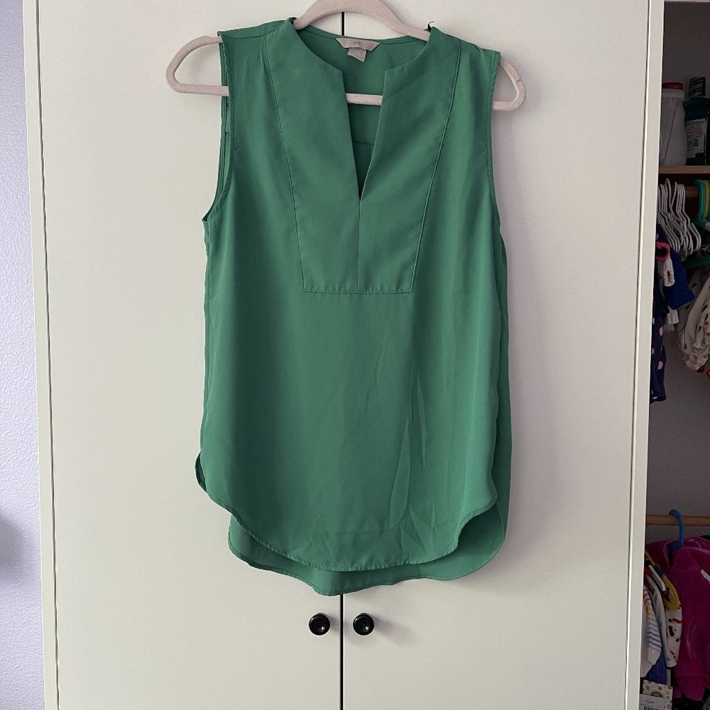 H&M Flowy Green Blouse Women Size XS